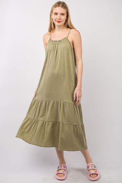 VERY J Ruffled A-Line Midi Cami Dress Trendsi OMDEL.COM